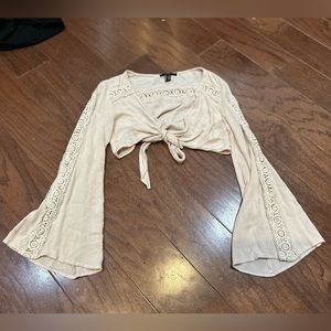 Forever 21 Womans Cover Up Top Bell Sleeve Front Tie Size Medium Boho